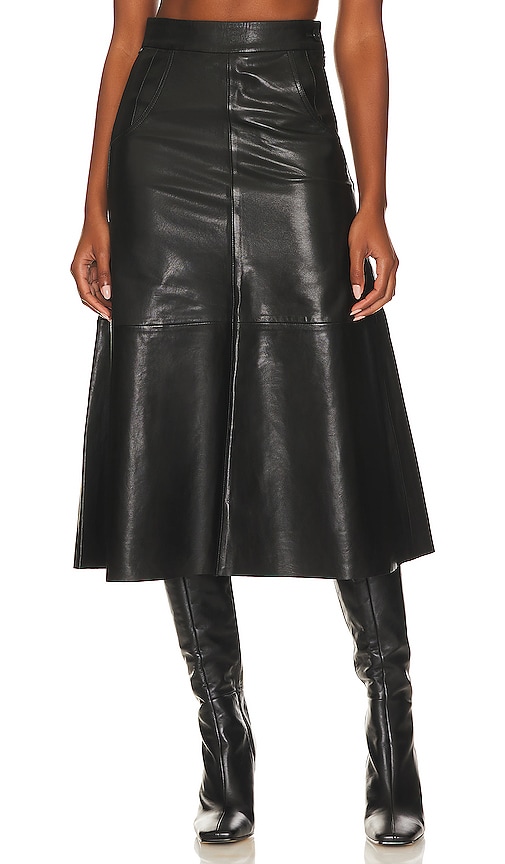 Citizens of Humanity Aria Seamed Leather Skirt in Black