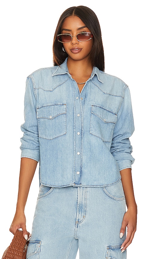 Citizens Of Humanity Cotton Cropped Western Shirt In Carolina Blue