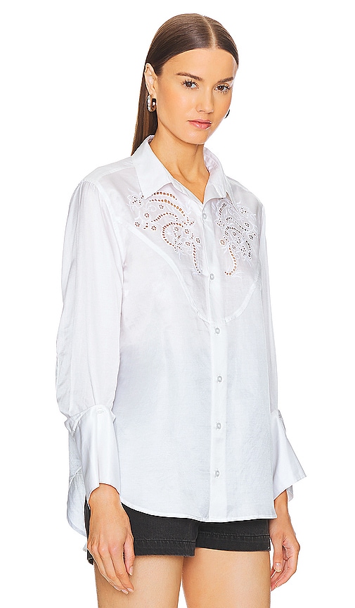 Shop Citizens Of Humanity Dree Embroidered Shirt In 光纤白