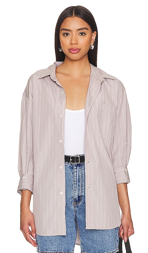 Shop Citizens Of Humanity Kayla Shirt In Tailor Grey Stripe