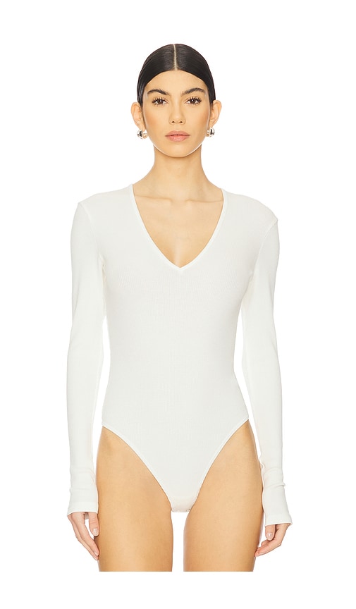 Citizen Of Humanity Helsa Deep V Bodysuit In Ivory