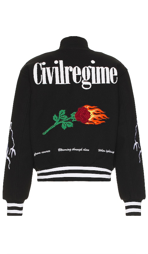 Civil Regime Night Strikes Varsity Jacket in Black | REVOLVE