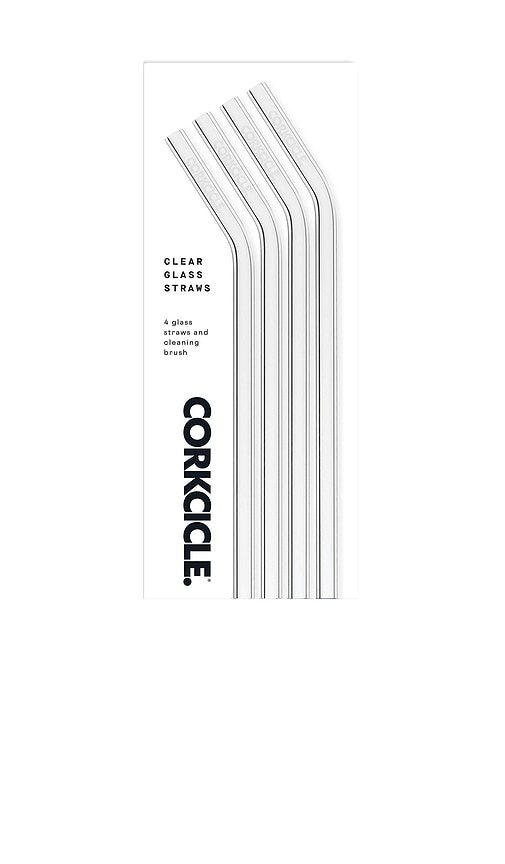 Corkcicle Clear Glass Straws 4 Pack in Neutral