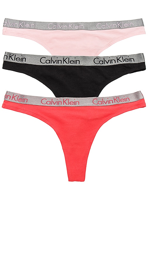 Calvin Klein Underwear Radiant Cotton Thong Set in Attract, Black &  Surrender