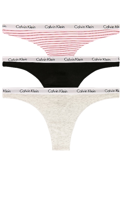 Calvin Klein Womens Carousel 3-Pack Thong, Black/White/Black