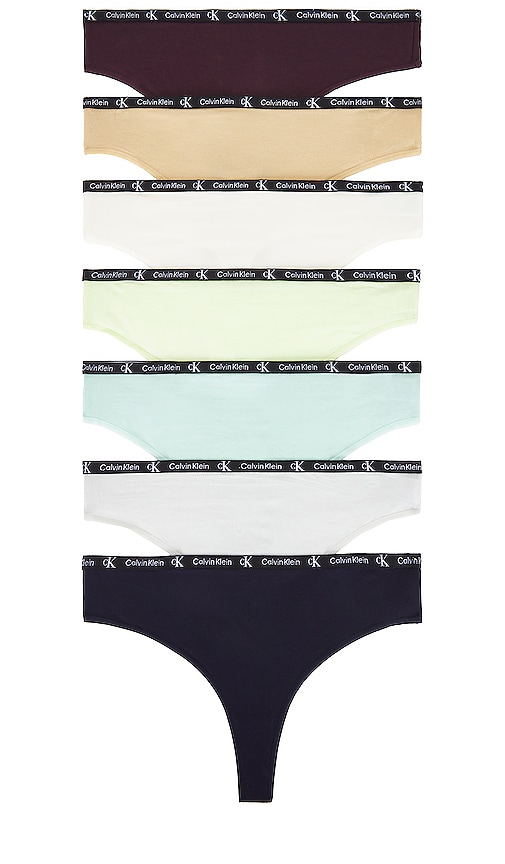 Calvin Klein Women's 1996 Cotton Modern Thong Panties, Multi-Pack, Power  Plum/Trench/Snow Cone/Spring Onion/Toucan Grass/Galaxy Gry/Night Sky,  X-Small : : Clothing, Shoes & Accessories