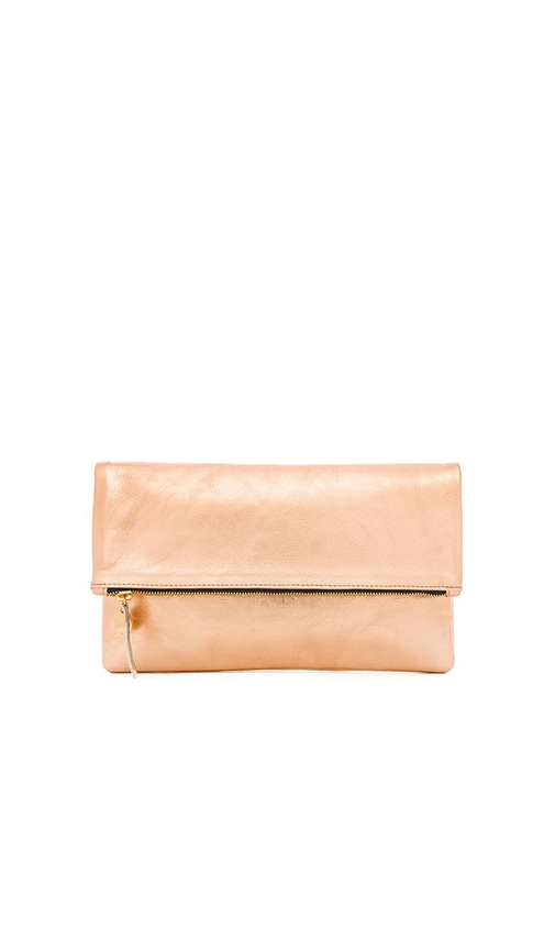 Clare V. Rose Gold Fold-over Clutch