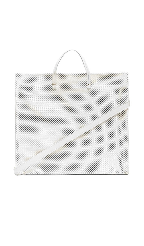 Clare V. Simple Perforated Leather Tote in Black Perf