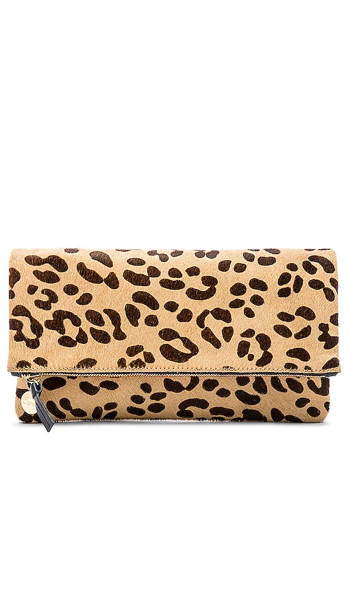 Clare V. Foldover Clutch in Leopard