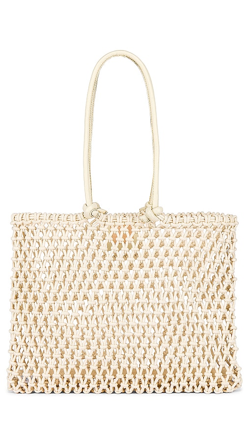 Clare V Sandy Tote In Natural/ Green Bon Vivant