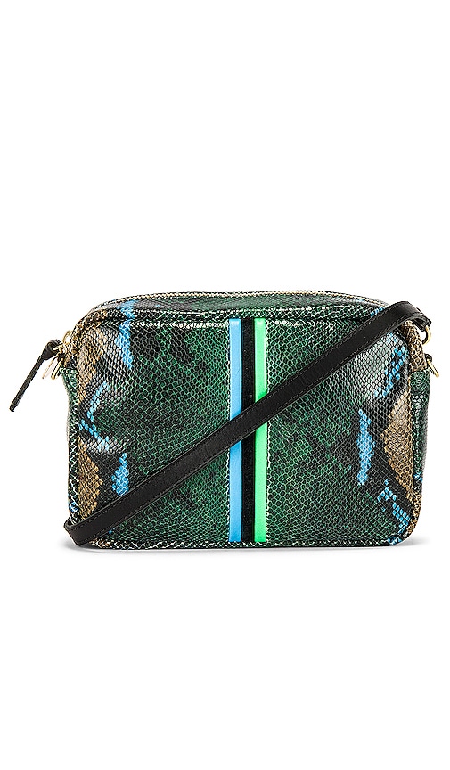 Midi Sac Snake Embossed Leather Crossbody Bag In Green