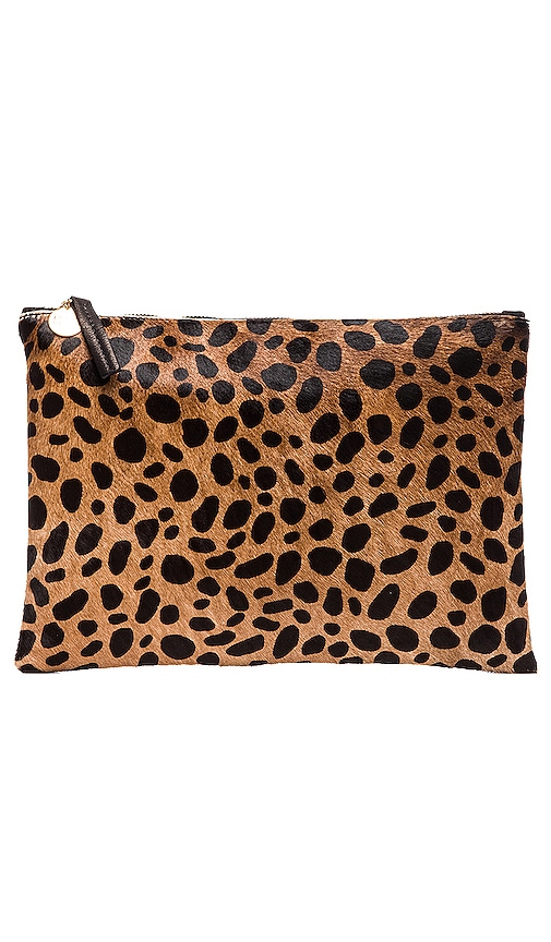 Clare V. Leopard Flat Haircalf Clutch