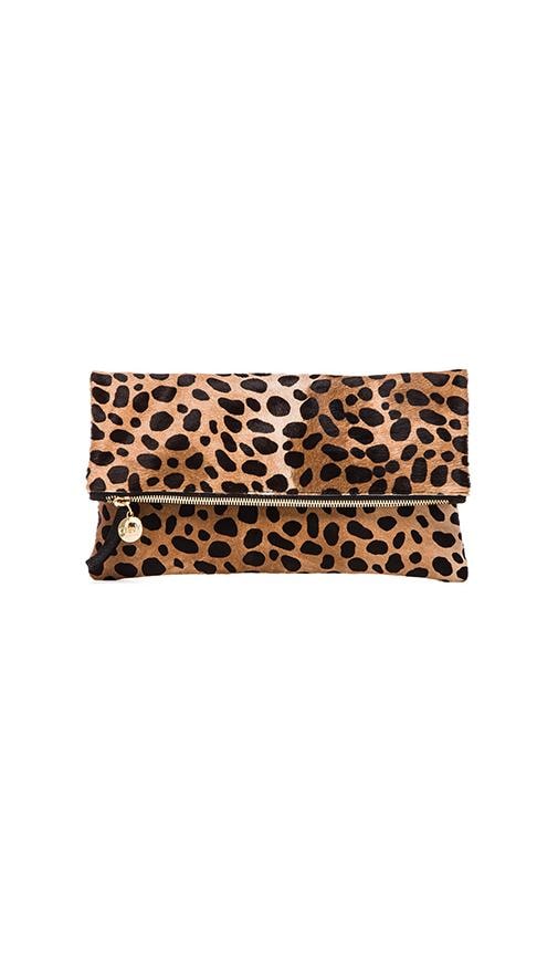 Clare V. Foldover Clutch in Leopard