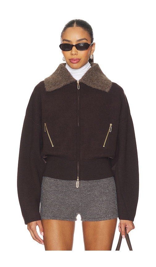 Clea Dakota Boiled Wool Bomber In Brown