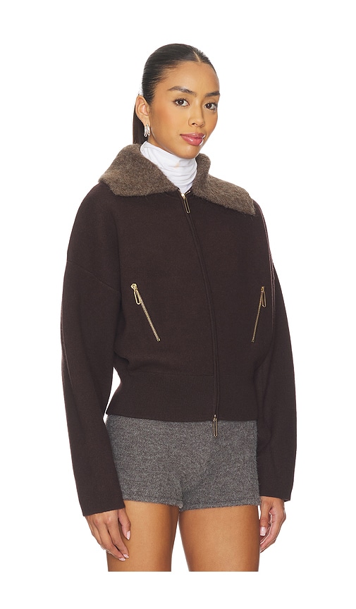 Clea Dakota Boiled Wool Bomber In Brown