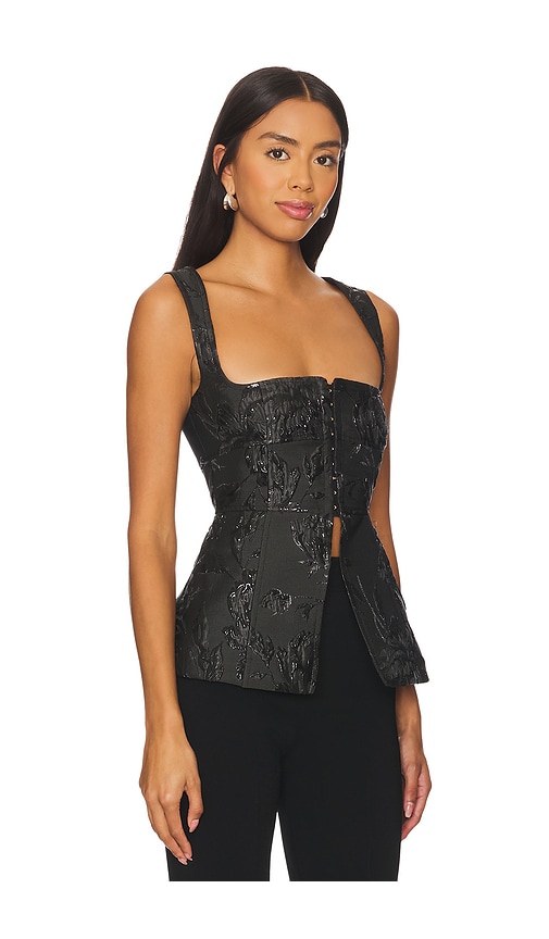Clea Delfina Top In Black Petunia Jacquard