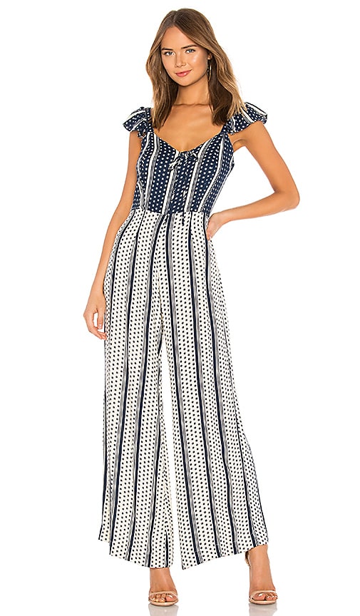 polka dot and stripe jumpsuit