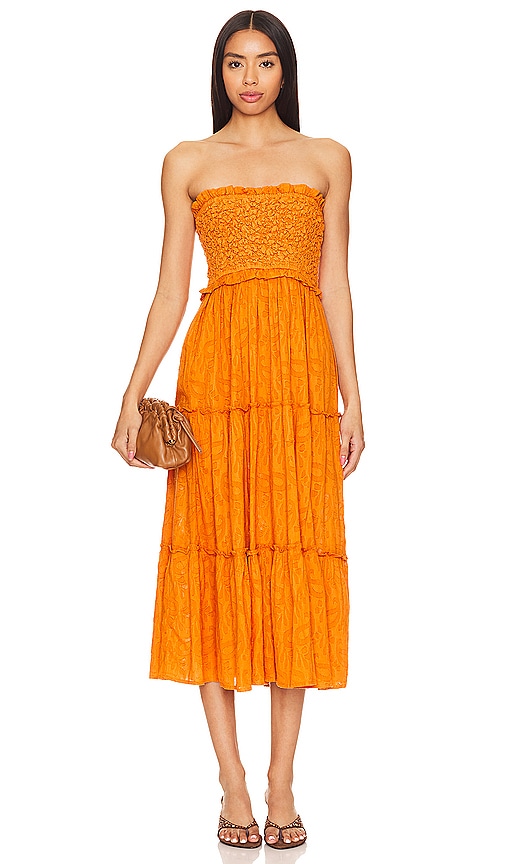 Shop Cleobella Allegra Midi Dress In Orange