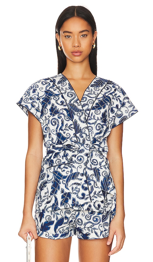 Cleobella Tayla Wrap Vest Top In Azulejo