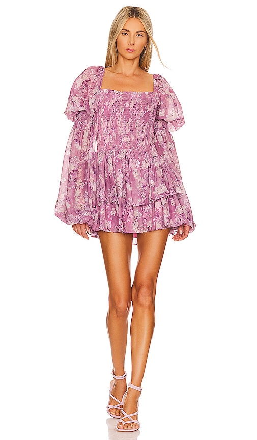 CAROLINE CONSTAS Alexa Dress in Mauve Summer Floral