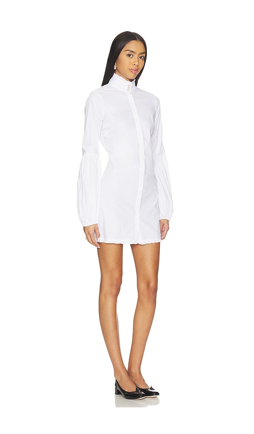 Caroline Constas Jacqueline High Neck Ruffle Mini Shirt Dress In White