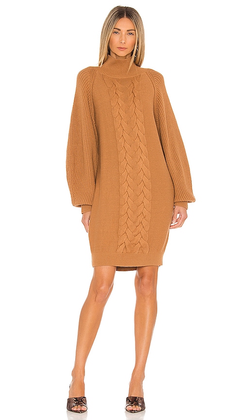 CAROLINE CONSTAS Cable Knit Dress in Camel | REVOLVE