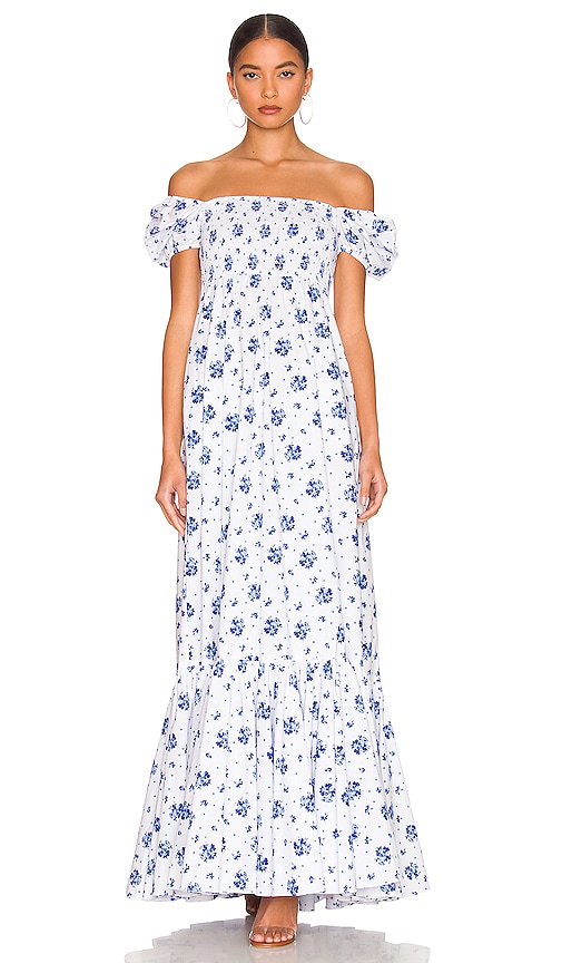 CAROLINE CONSTAS Gianna Maxi Dress In Blue Spot Floral REVOLVE   CLNR WD84 V1 