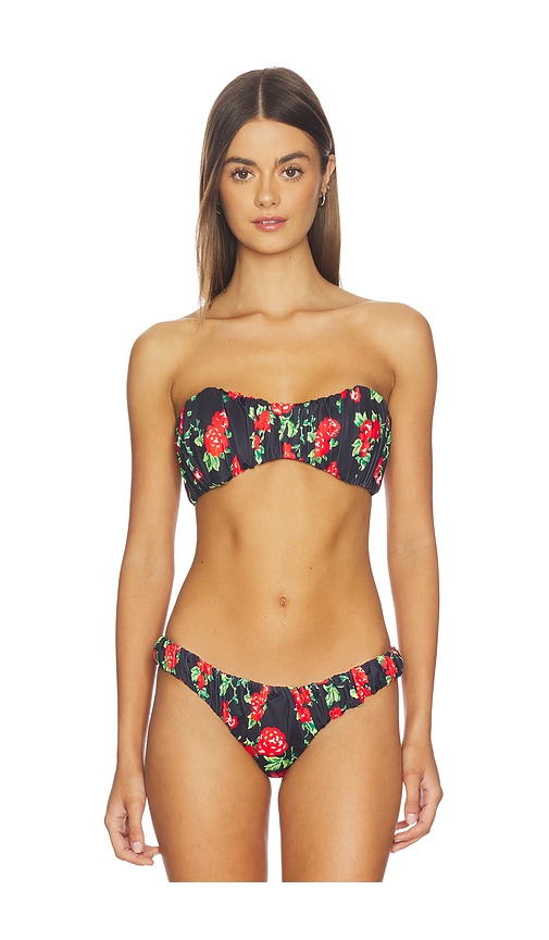 CAROLINE CONSTAS Leila Ruched Bandeau Bikini Top