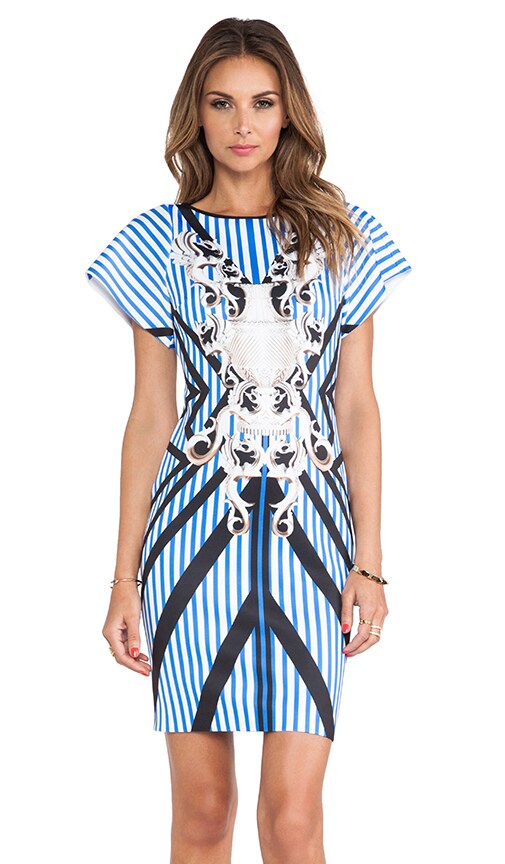 Striped Sculpture Neoprene Dress