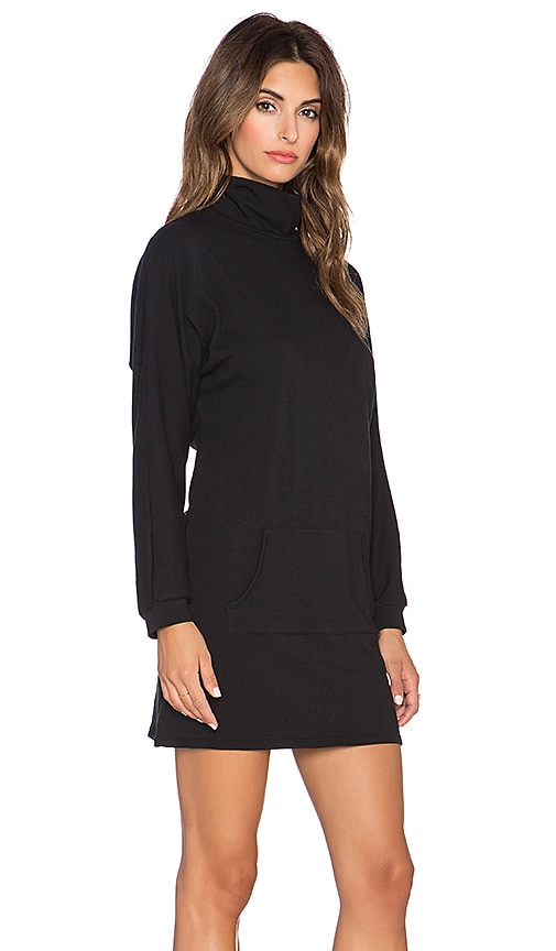 Clayton French Terry Slouchy Turtleneck Dress in Black | REVOLVE