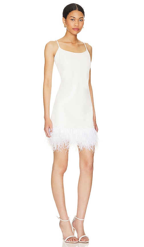 Shop Commando Faux Leather Spaghetti A-line Dress With Feathers In White