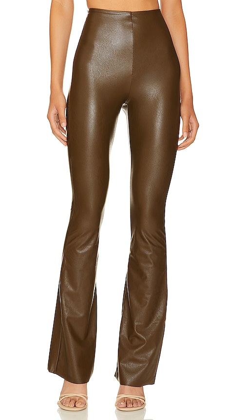 Tan Spat faux-leather flared leggings, Norma Kamali