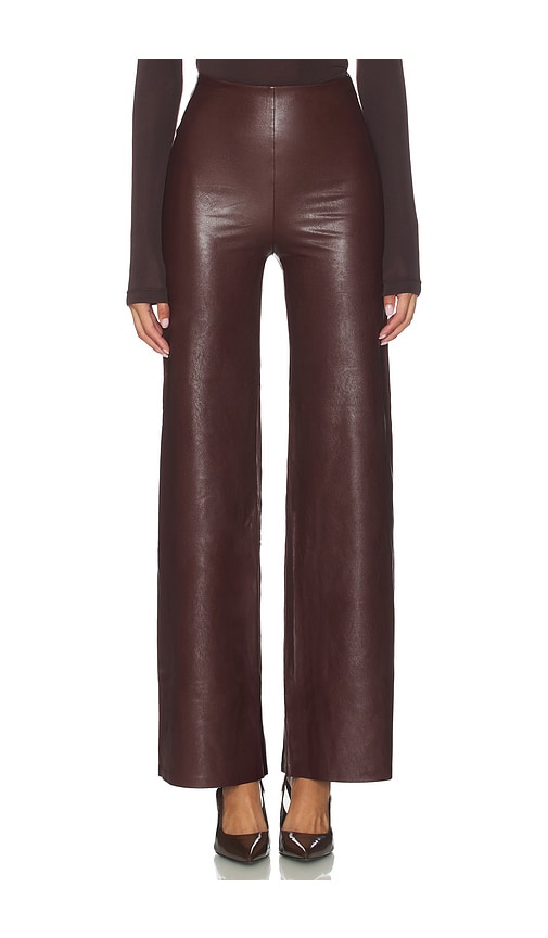 Commando Faux Leather Wide Leg Pant In Burgundy