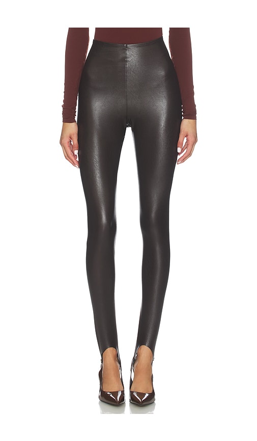 Commando Faux Leather Stirrup Legging In Brown