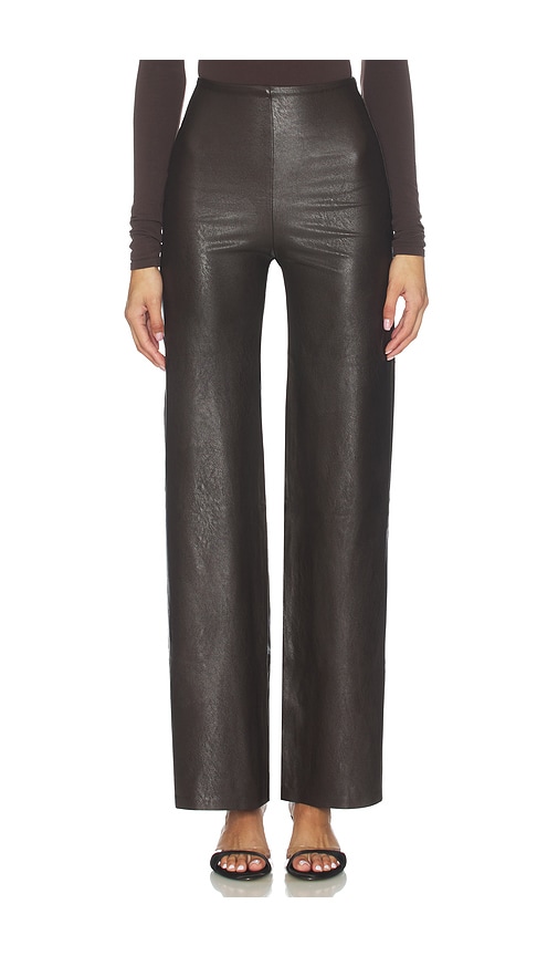 Commando Faux Leather Wide Leg Pant In Brown