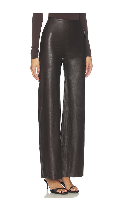 Commando Faux Leather Wide Leg Pant In Brown