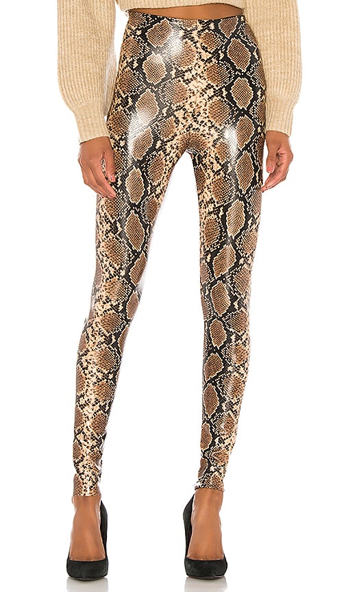 snake print faux leather pants