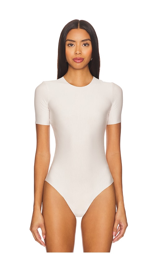 Shop Commando Butter Short Sleeve Bodysuit In Porcelain