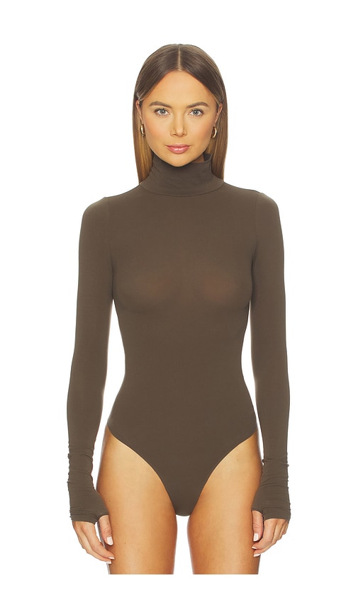 Commando Ballet Crewneck Bodysuit With Thumbholes In Gray
