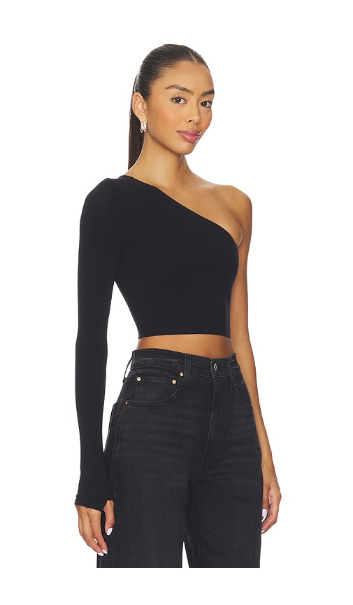 Commando Ballet Body One Shoulder Crop Top With Thumbhole In Black
