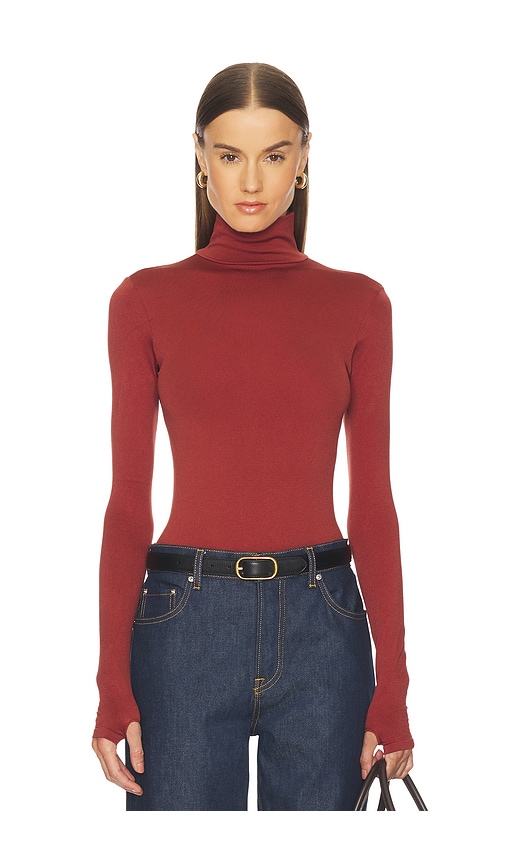 Commando Prima Ballet Turtleneck Bodysuit In Red