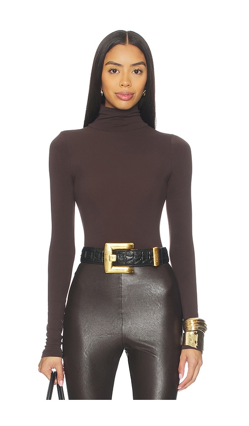 Commando Ballet Turtleneck Bodysuit In Brown
