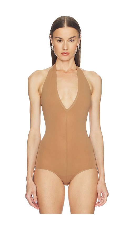 Commando Ballet Deep Plunge Bodysuit In Brown