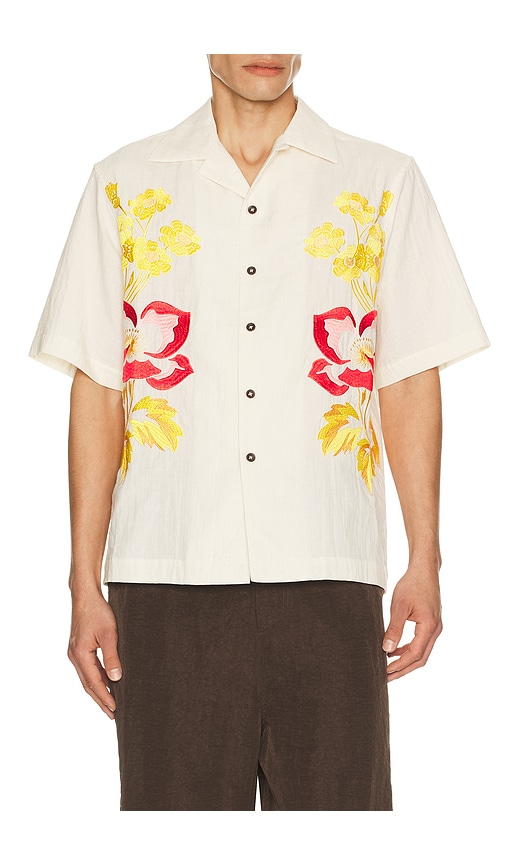 Commas Embroidered Peonies Bowling Shirt