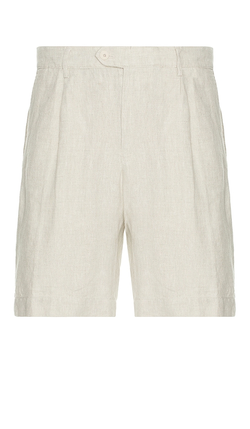 Club Monaco Pleated Linen Short in Oatmeal