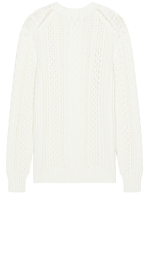 Shop Club Monaco Large Cable Crew Sweater In 鹭白