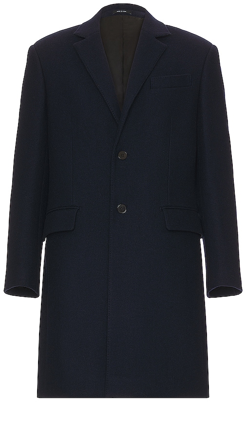 Club Monaco Modern Twill Top Coat in Navy