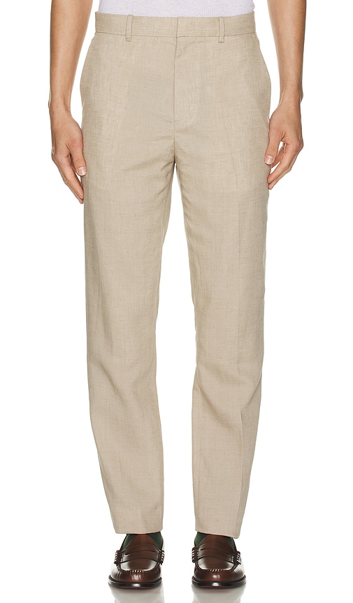 Club Monaco Tech Linen Suit Trouser In Light Khaki Mix