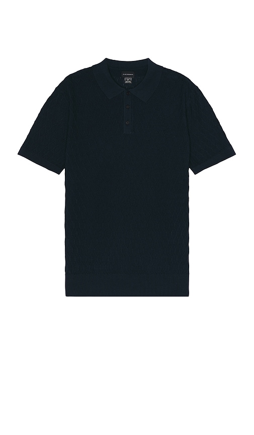 Shop Club Monaco Plaited Diamond Polo In Navy