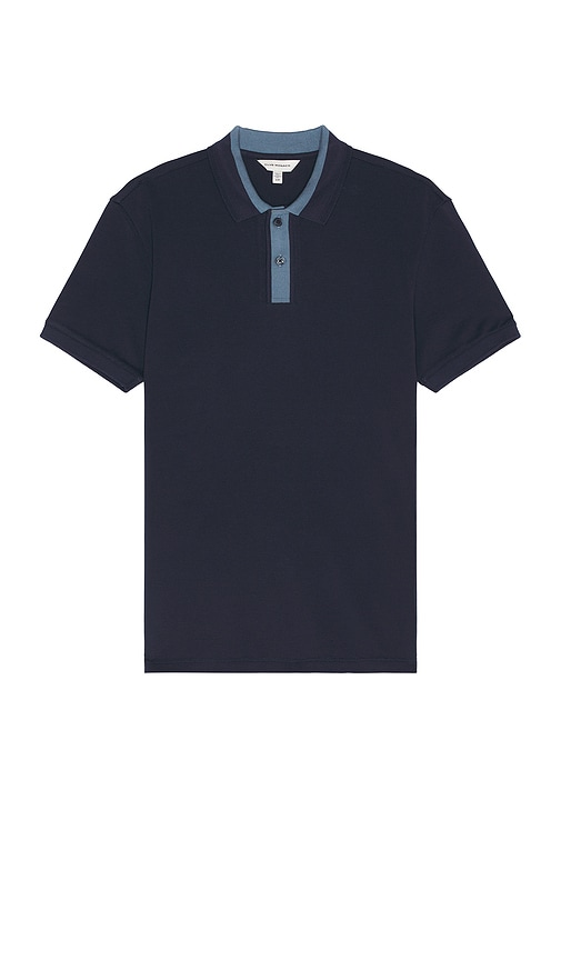 Club Monaco Blocked Collar Polo in Navy